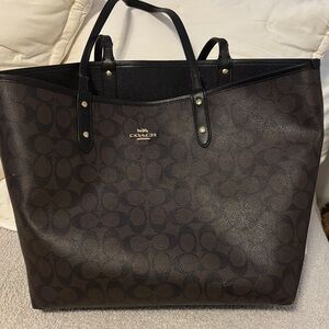Coach Signature Black and Brown Tote
